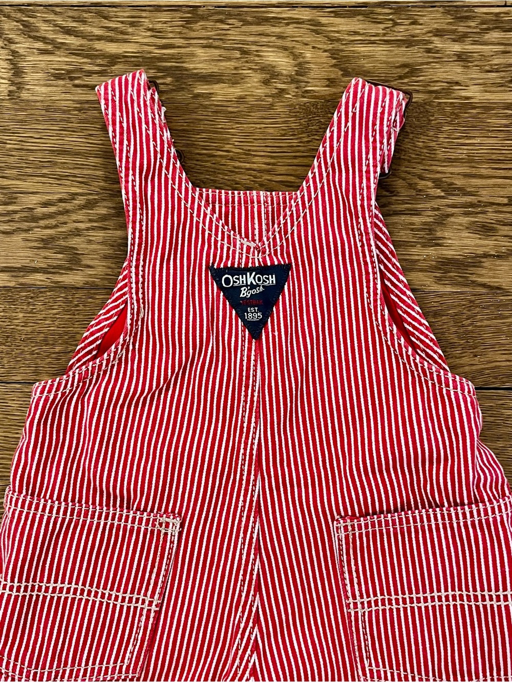 Vintage Oshkosh Red Stripe Long Overalls Boys 18M - Picture 4 of 5